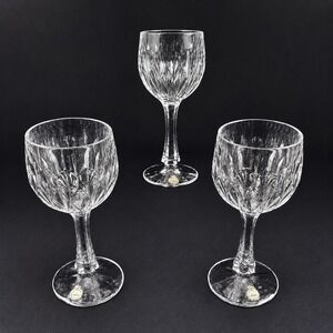 Nachtmann Crystal Edelweiss Claret Wine Goblets Set of 3 German Lead Glass 6.75"
